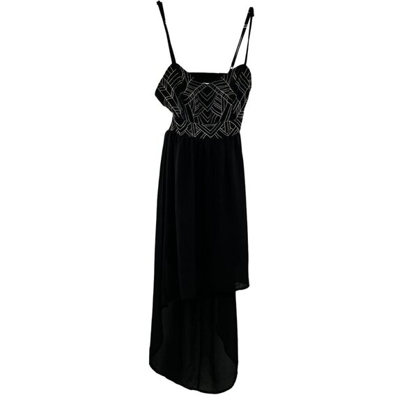 Rebellion Spaghetti Strap Hi Low Dress Black/White Embroidered Size Small - Picture 1 of 8